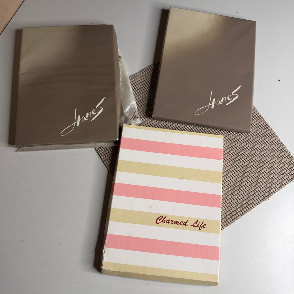 Vintage Hanes Cantrece & Charmed Life Sheer Nylon Stockings Lot 4 Pairs 1969